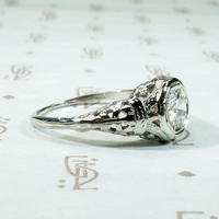 Latticework Filigree Deco Diamond Engagement Ring