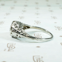 Latticework Filigree Deco Diamond Engagement Ring