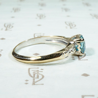 Natural Blue Zircon Solitaire with Hearts & Flowers