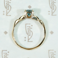 Natural Blue Zircon Solitaire with Hearts & Flowers