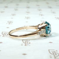 Brilliant Natural Blue Zircon with Diamond Ring