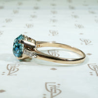 Brilliant Natural Blue Zircon with Diamond Ring