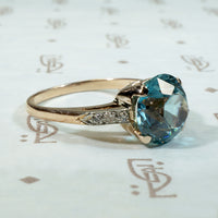 Brilliant Natural Blue Zircon with Diamond Ring
