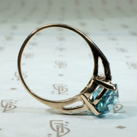 Brilliant Natural Blue Zircon with Diamond Ring