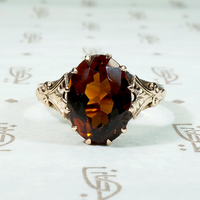 Engraved Rose Gold & Madeira Citrine Ring