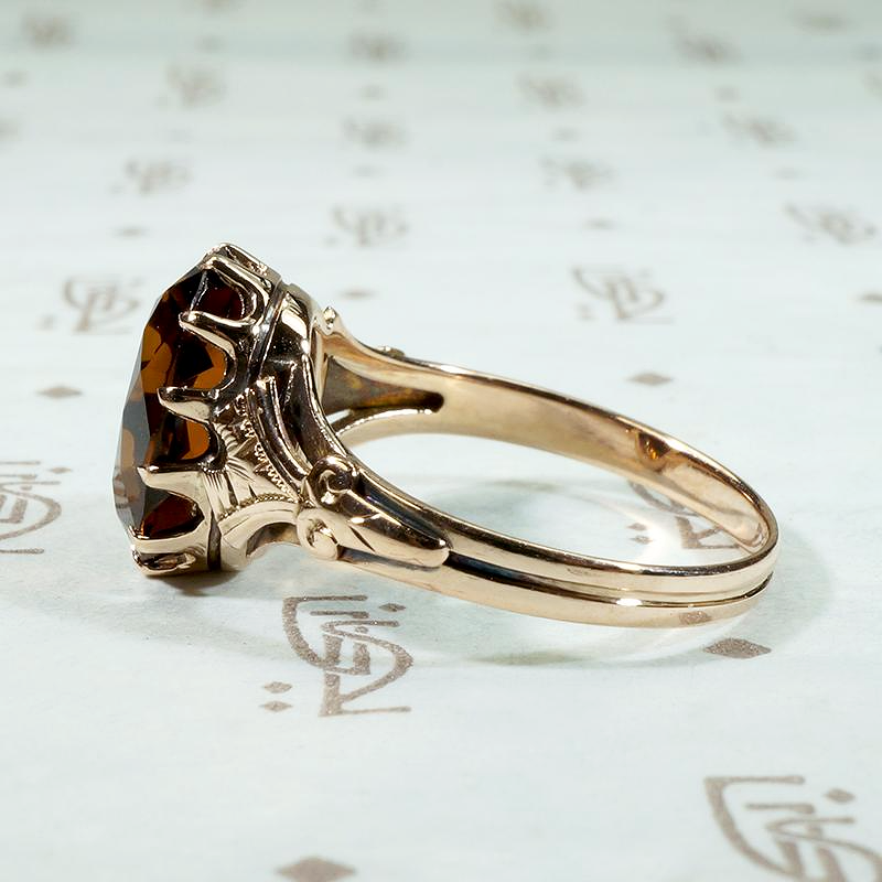 Engraved Rose Gold & Madeira Citrine Ring