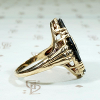 Black Onyx & Diamond 1930s Gold Ring