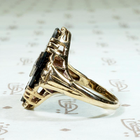 Black Onyx & Diamond 1930s Gold Ring
