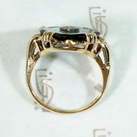 Black Onyx & Diamond 1930s Gold Ring