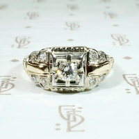 Pretty 1930s Two Tone Diamond Engagement Ring