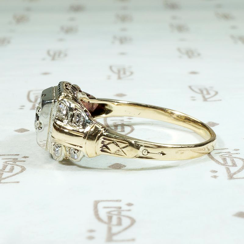 Pretty 1930s Two Tone Diamond Engagement Ring