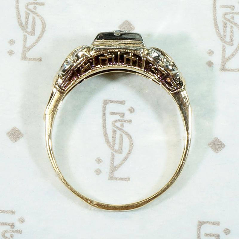 Pretty 1930s Two Tone Diamond Engagement Ring