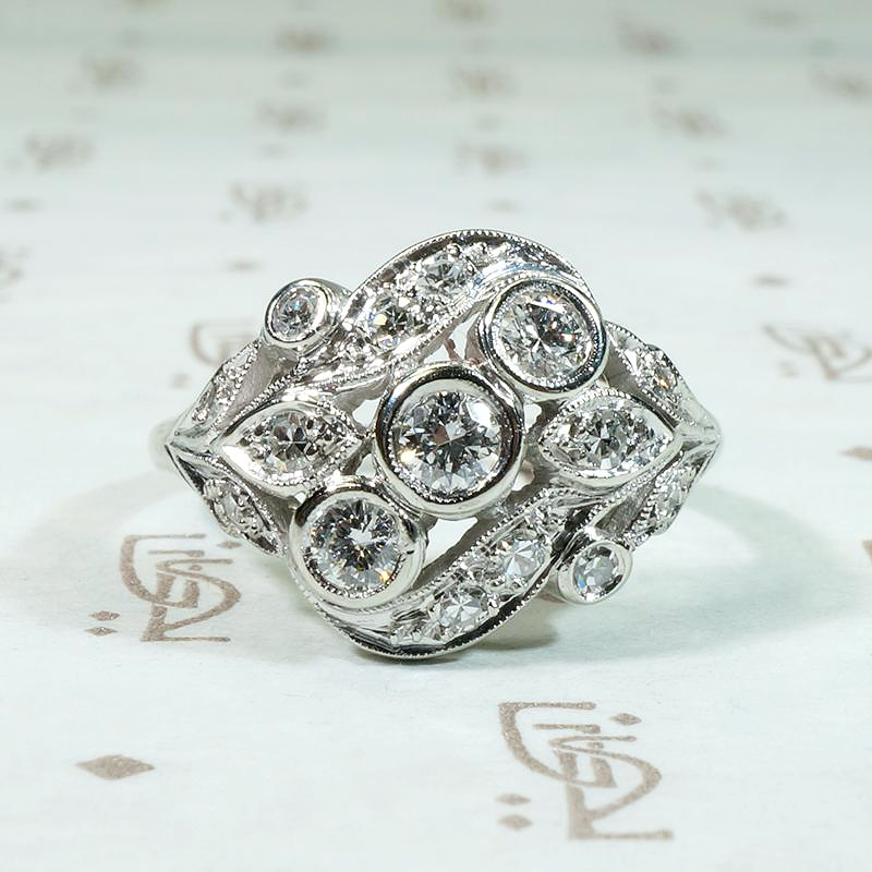 Dynamic White Gold Paisley Diamond Ring