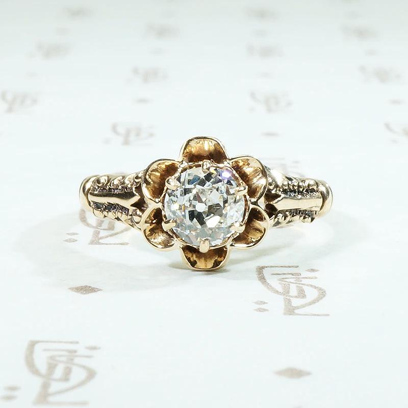 Dazzling Old Mine Cut Diamond Buttercup Ring