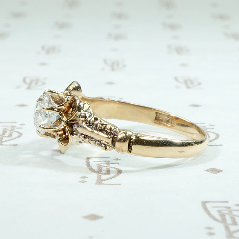 Dazzling Old Mine Cut Diamond Buttercup Ring