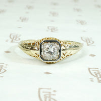 "Juliet" Two-Tone Filigree Diamond Solitaire Ring