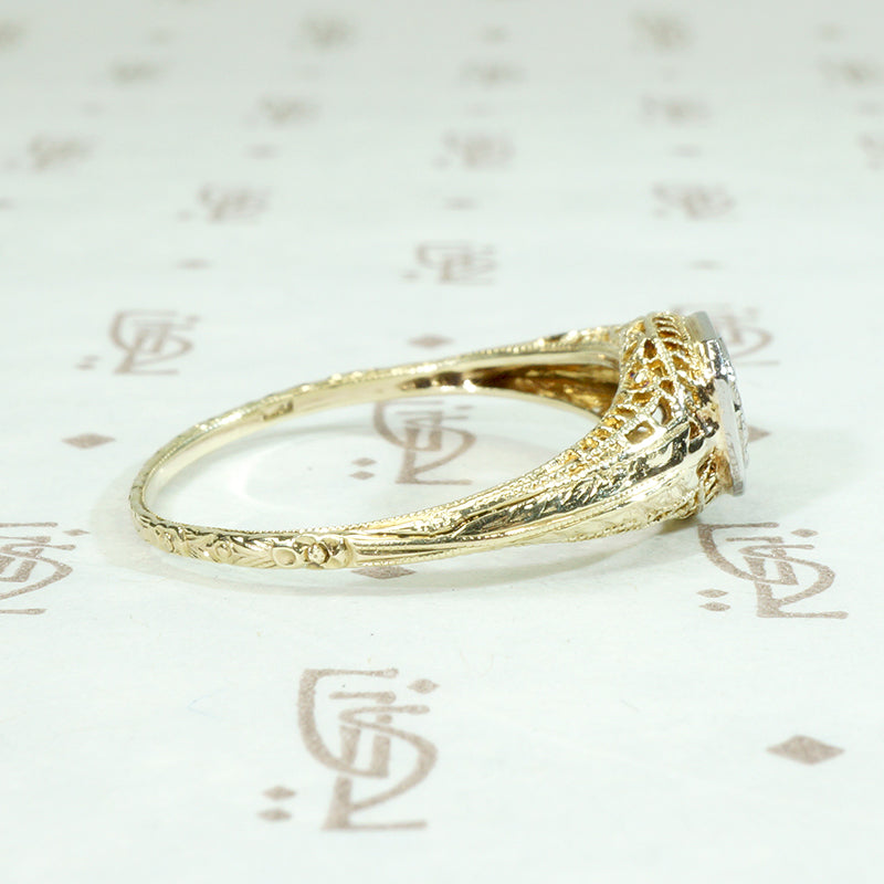 "Juliet" Two-Tone Filigree Diamond Solitaire Ring