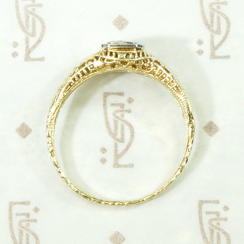 "Juliet" Two-Tone Filigree Diamond Solitaire Ring