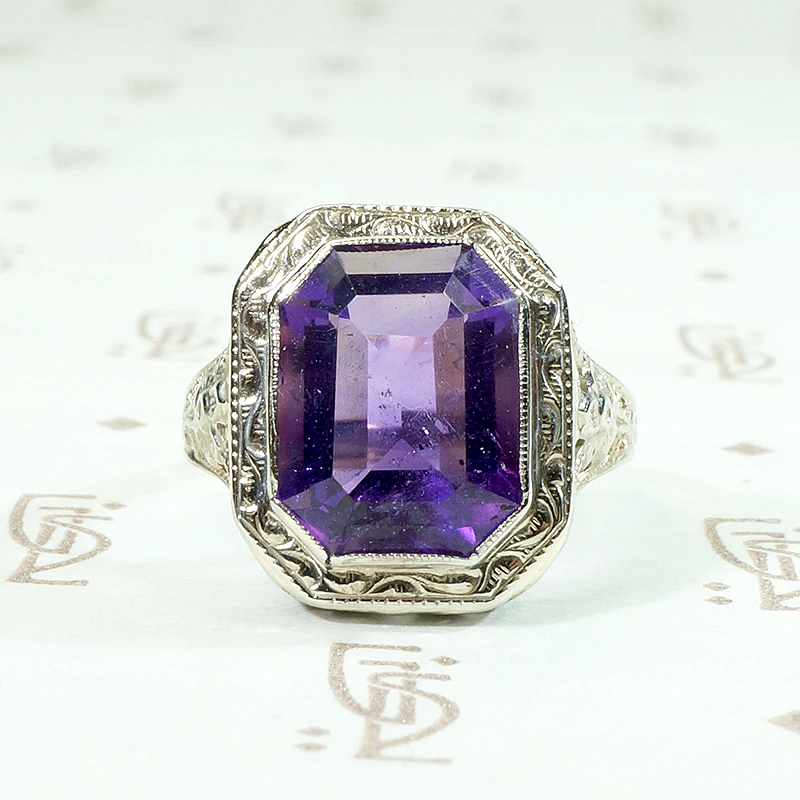 Intense Purple Amethyst in Light & Lacy Filigree Ring
