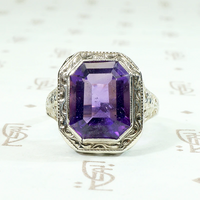 Intense Purple Amethyst in Light & Lacy Filigree Ring
