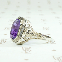 Intense Purple Amethyst in Light & Lacy Filigree Ring