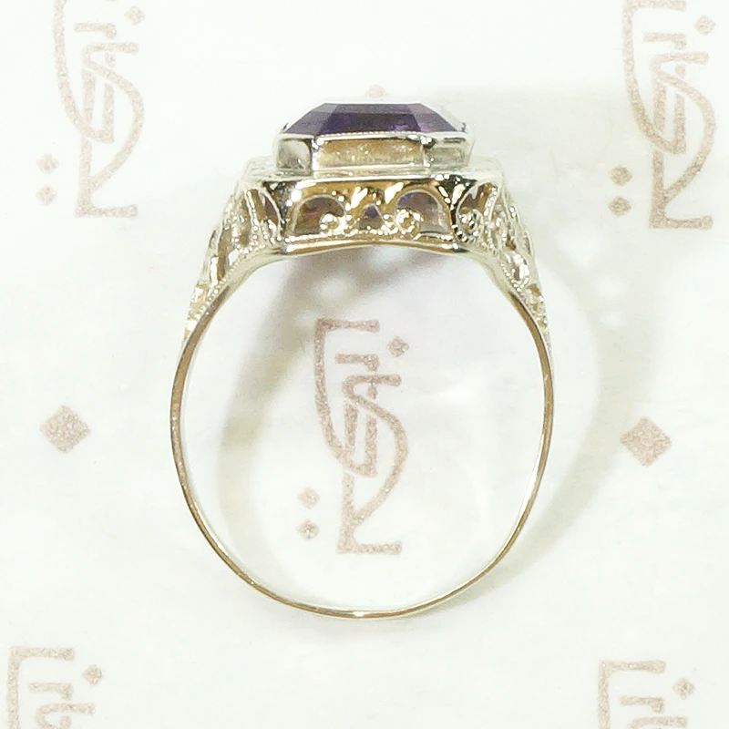 Intense Purple Amethyst in Light & Lacy Filigree Ring