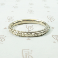 Crisply Engraved 19k Gold "Forget Me Not" Band