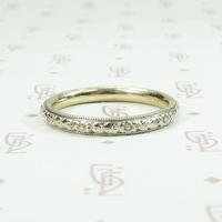 Crisply Engraved 19k Gold "Forget Me Not" Band
