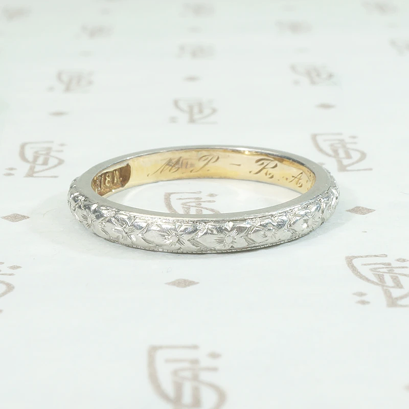 Platinum on 18k Forget Me Not Band Dated 1918