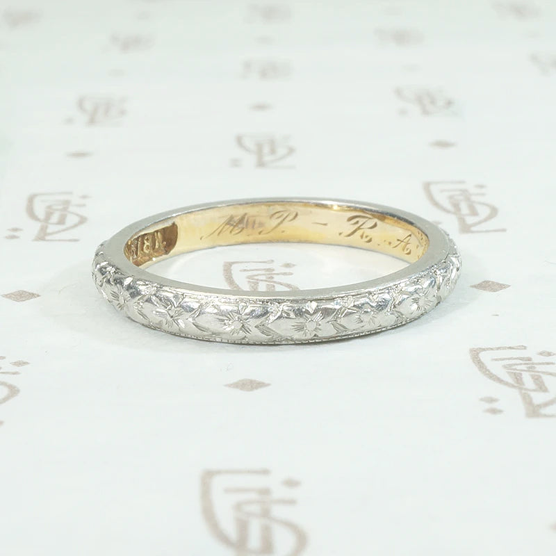 Platinum on 18k Forget Me Not Band Dated 1918