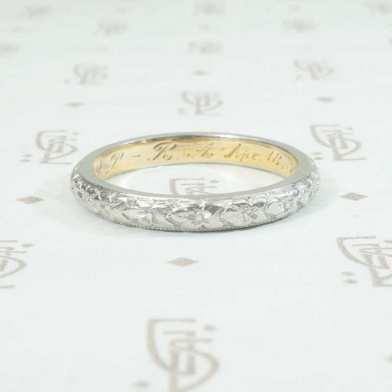 Platinum on 18k Forget Me Not Band Dated 1918