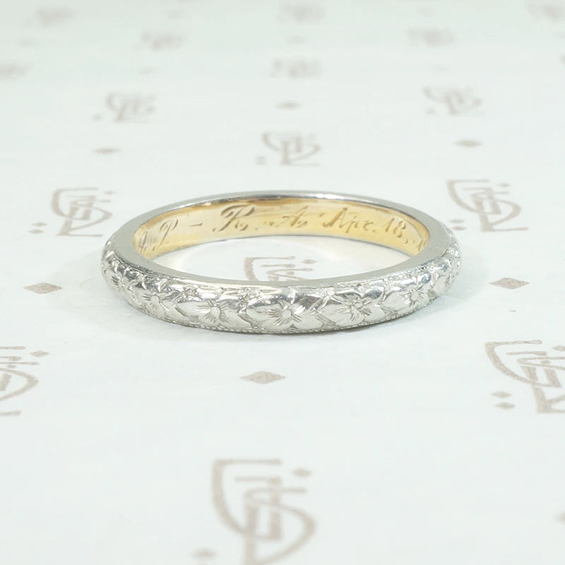 Platinum on 18k Forget Me Not Band Dated 1918