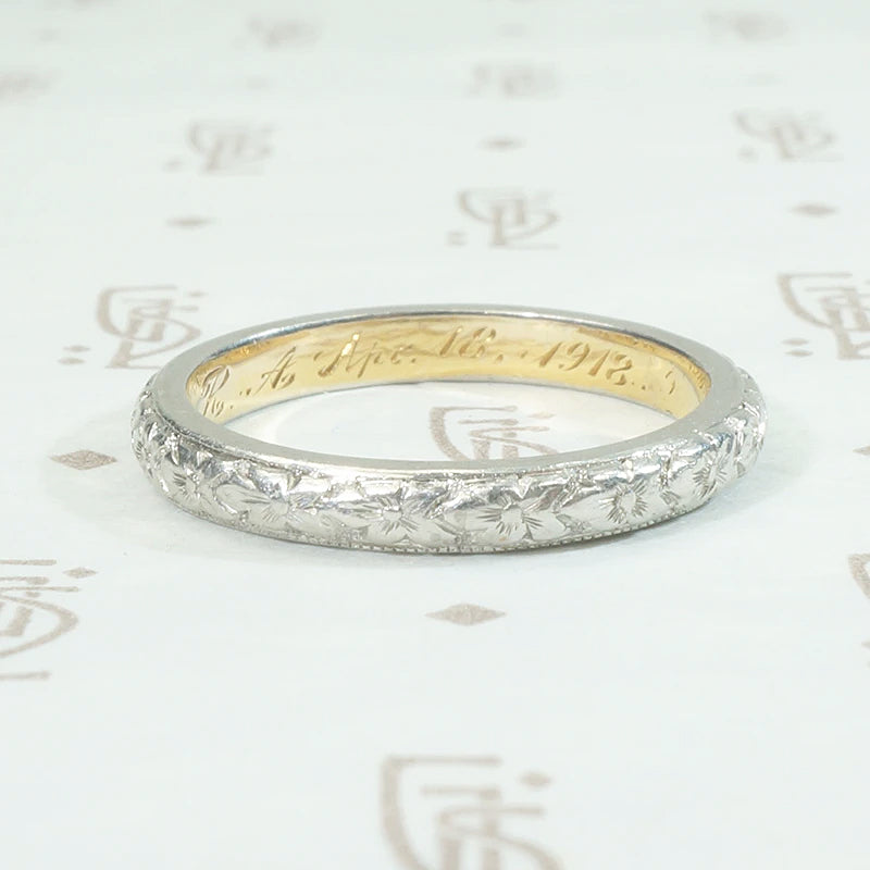 Platinum on 18k Forget Me Not Band Dated 1918