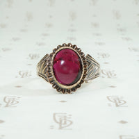 Victorian Garnet & Engraved Gold Ring
