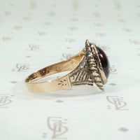 Victorian Garnet & Engraved Gold Ring
