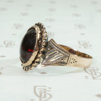 Victorian Garnet & Engraved Gold Ring