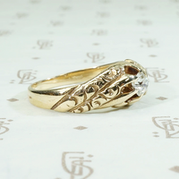 Sculpted & Engraved Belcher Diamond Engagement Ring