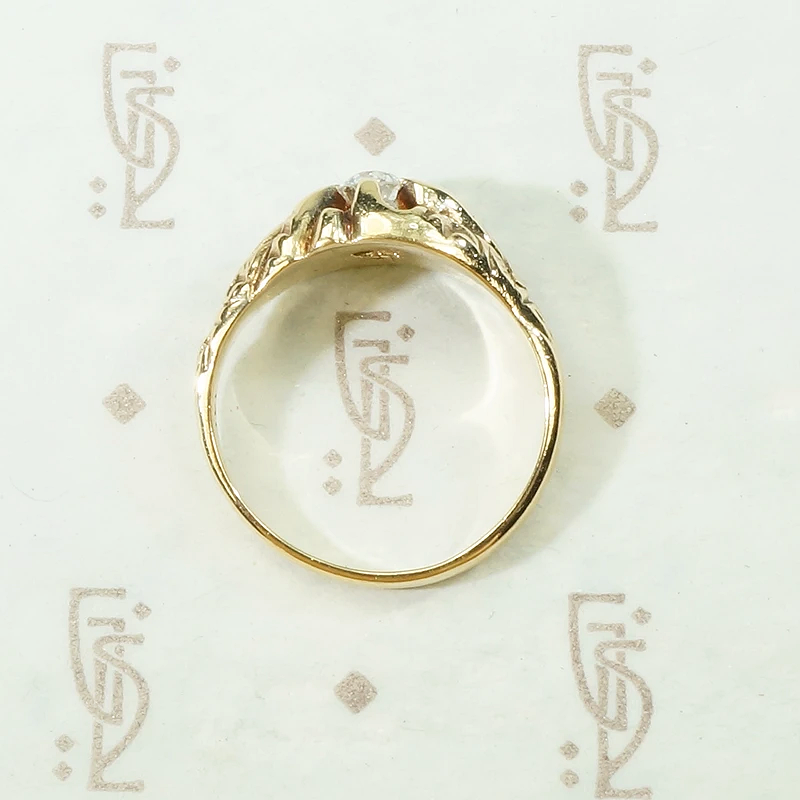 Sculpted & Engraved Belcher Diamond Engagement Ring