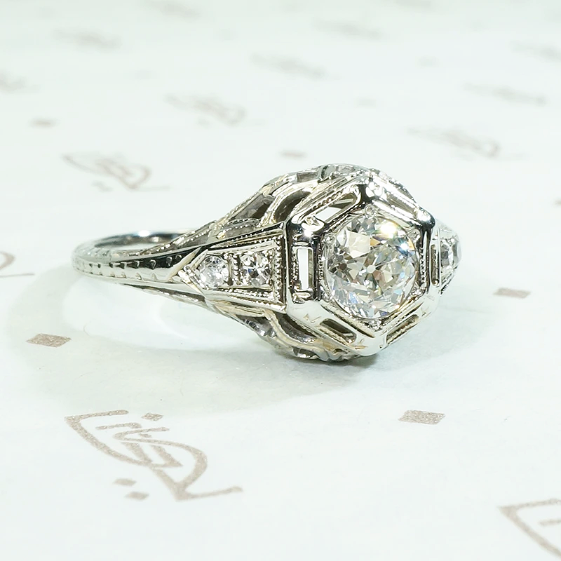 All the Deco Details Diamond Engagement Ring