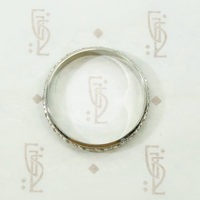 Engraved 18k White Gold Deco Men's Wedding Band