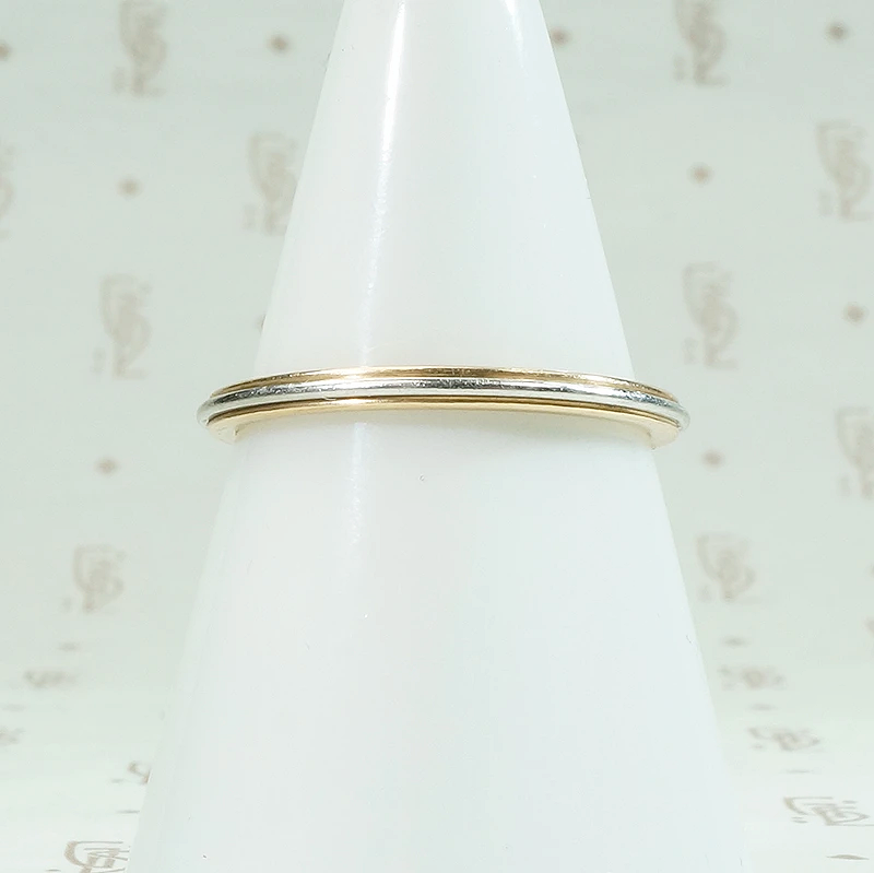 Narrow Mid Century Platinum & Gold Band Size 7