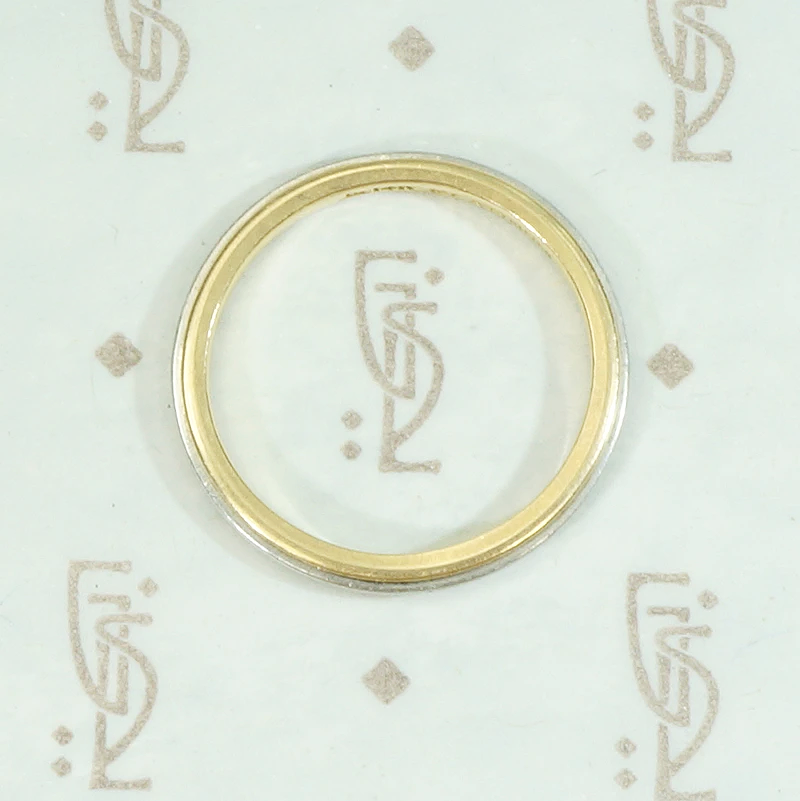 Narrow Mid Century Platinum & Gold Band Size 7