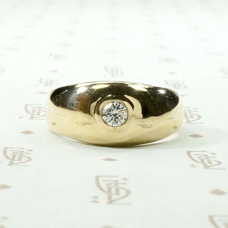 Mid Century Diamond Set Gold Gypsy Band