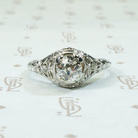 Garlands and Bows Filigree OEC Diamond Engagement Ring