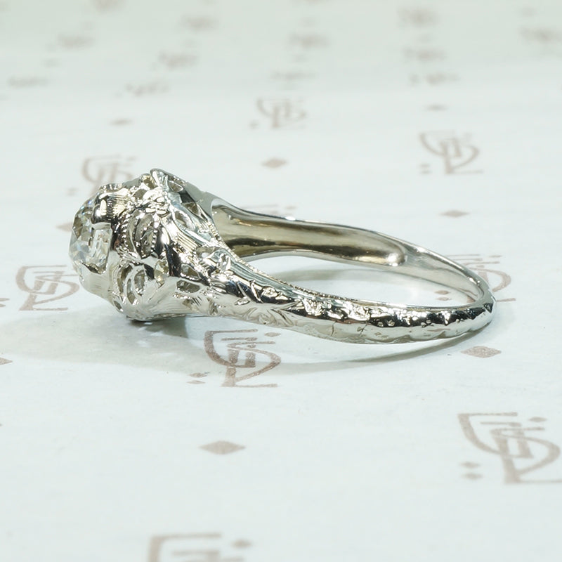 Garlands and Bows Filigree OEC Diamond Engagement Ring