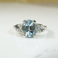 Lovely White Gold Diamond and Aquamarine Ring