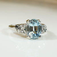 Lovely White Gold Diamond and Aquamarine Ring
