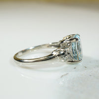 Lovely White Gold Diamond and Aquamarine Ring