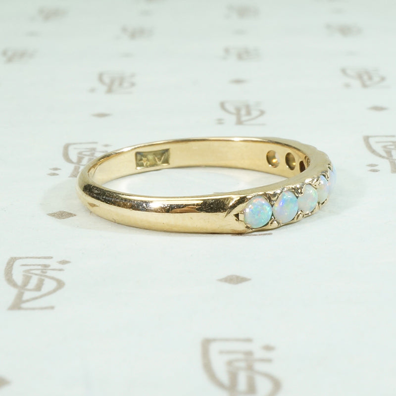 Elegant & Slim Edwardian Opal & Gold Band
