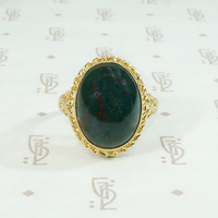 Dramatic Bloodstone in Gold Filigree Ring
